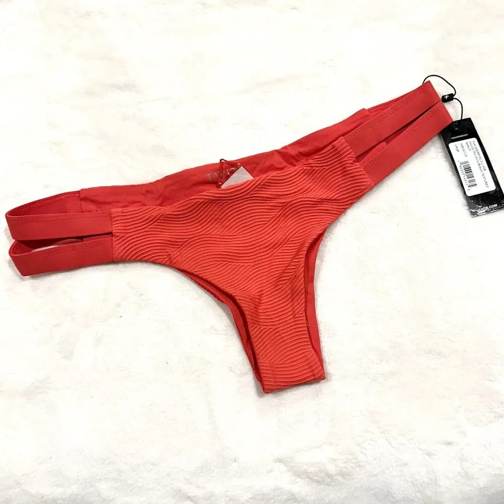NWT Tavik Chloe Mini Cutout Swim Bottom Textured Amalfi in Hibiscus - Image 2
