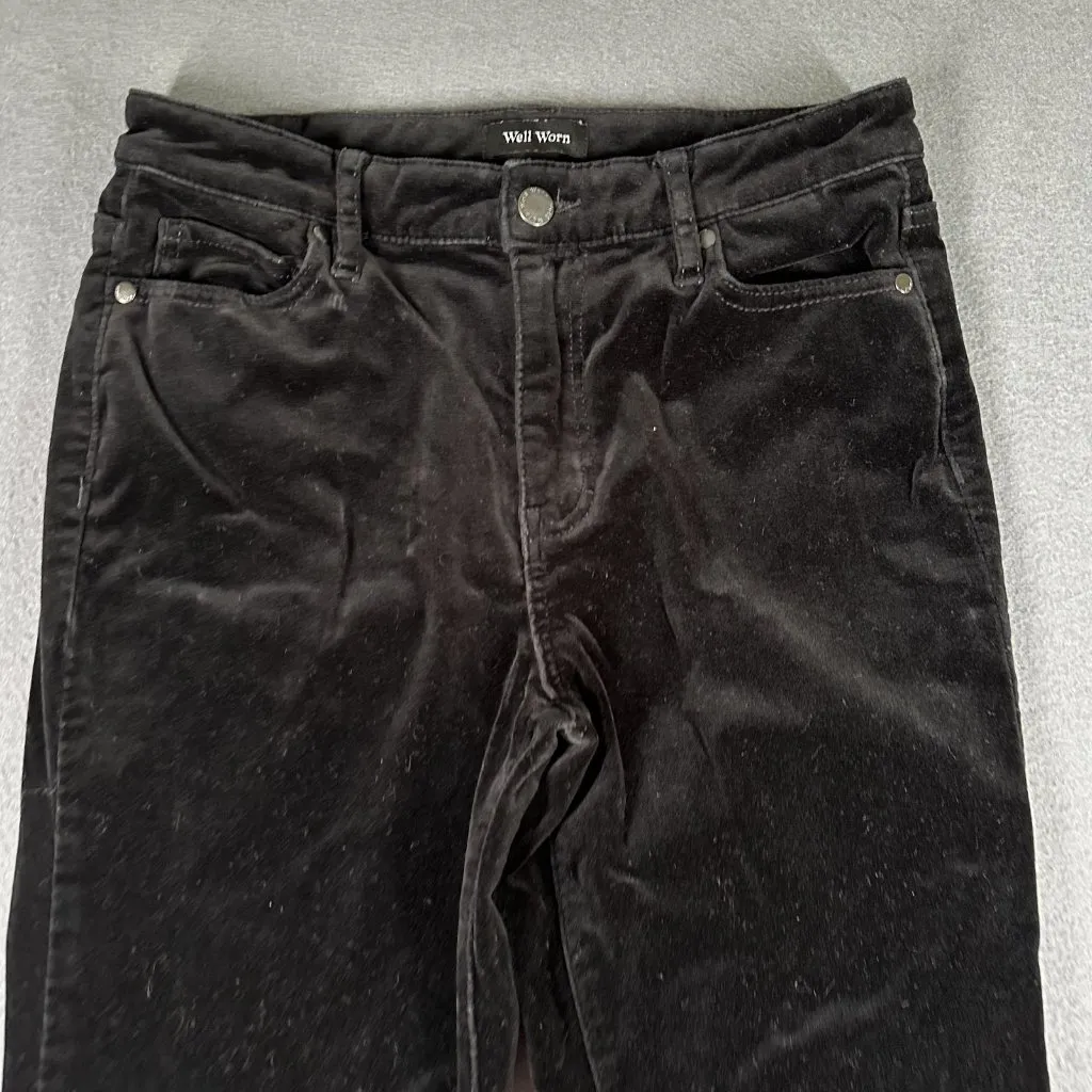 Well Worn Pants Womens 4 Black Velvet Skinny‎ Stretch Mid Rise Casual Classic - Image 3