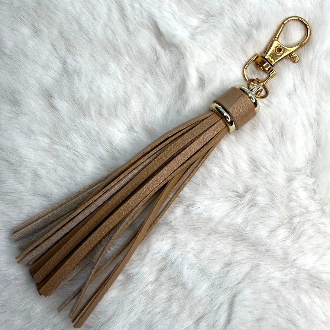 NEW Tassel Bag Charm Tassels Keychains Purse Fashion Charm Brown - Image 2