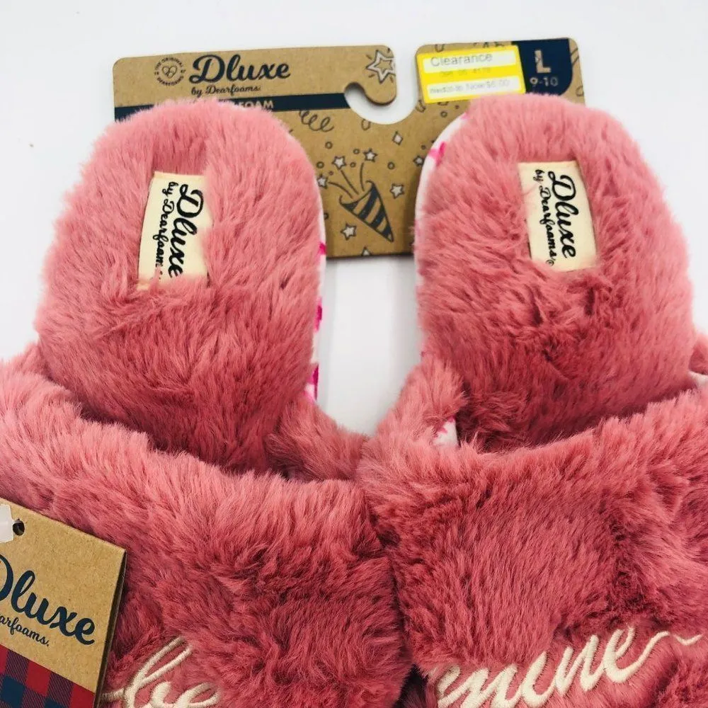 Brand New Be‎ Mine Dluxe Fur Slide Slippers Pink Size Large For Women - Image 5