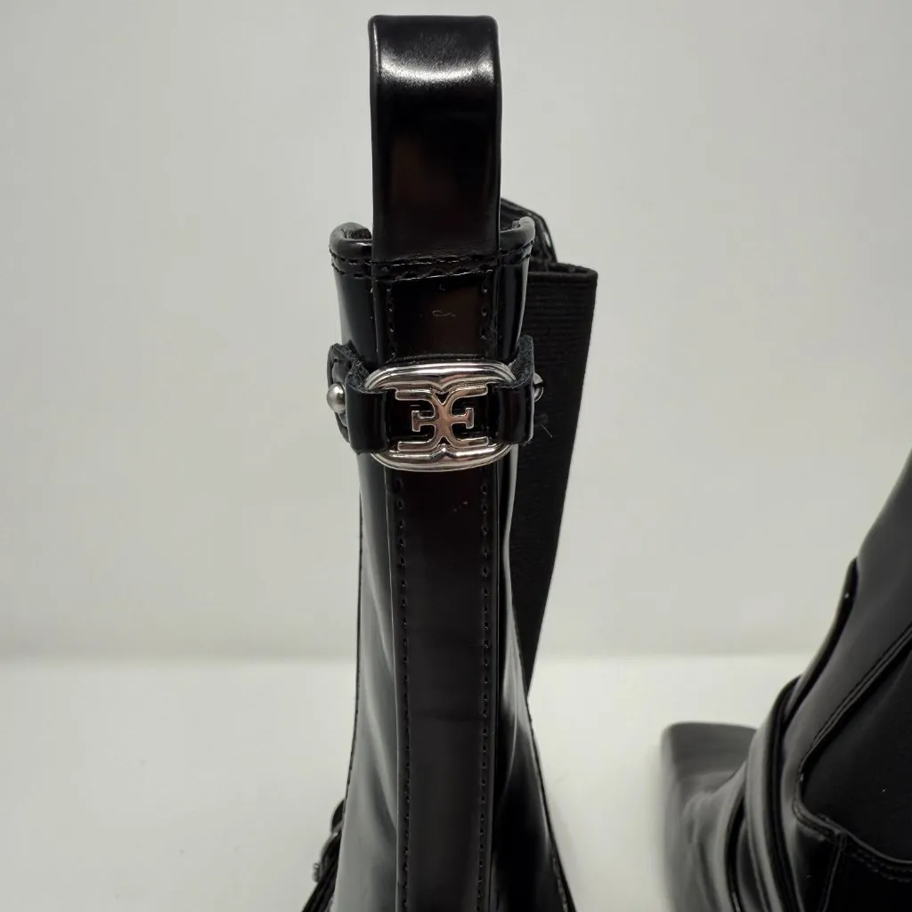 Sam Edelman Suzette Chelsea Boot Patent Leather Women 8 Black Heeled Buckle NWOB - Image 9