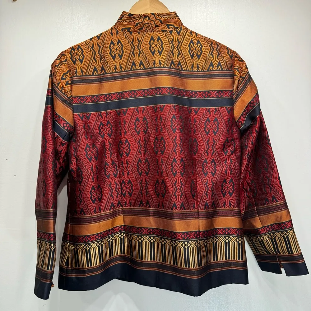 Coldwater Creek NEW Navajo Stripe Embroidered Jacket Open Front Long Sleeves 10P - Image 5