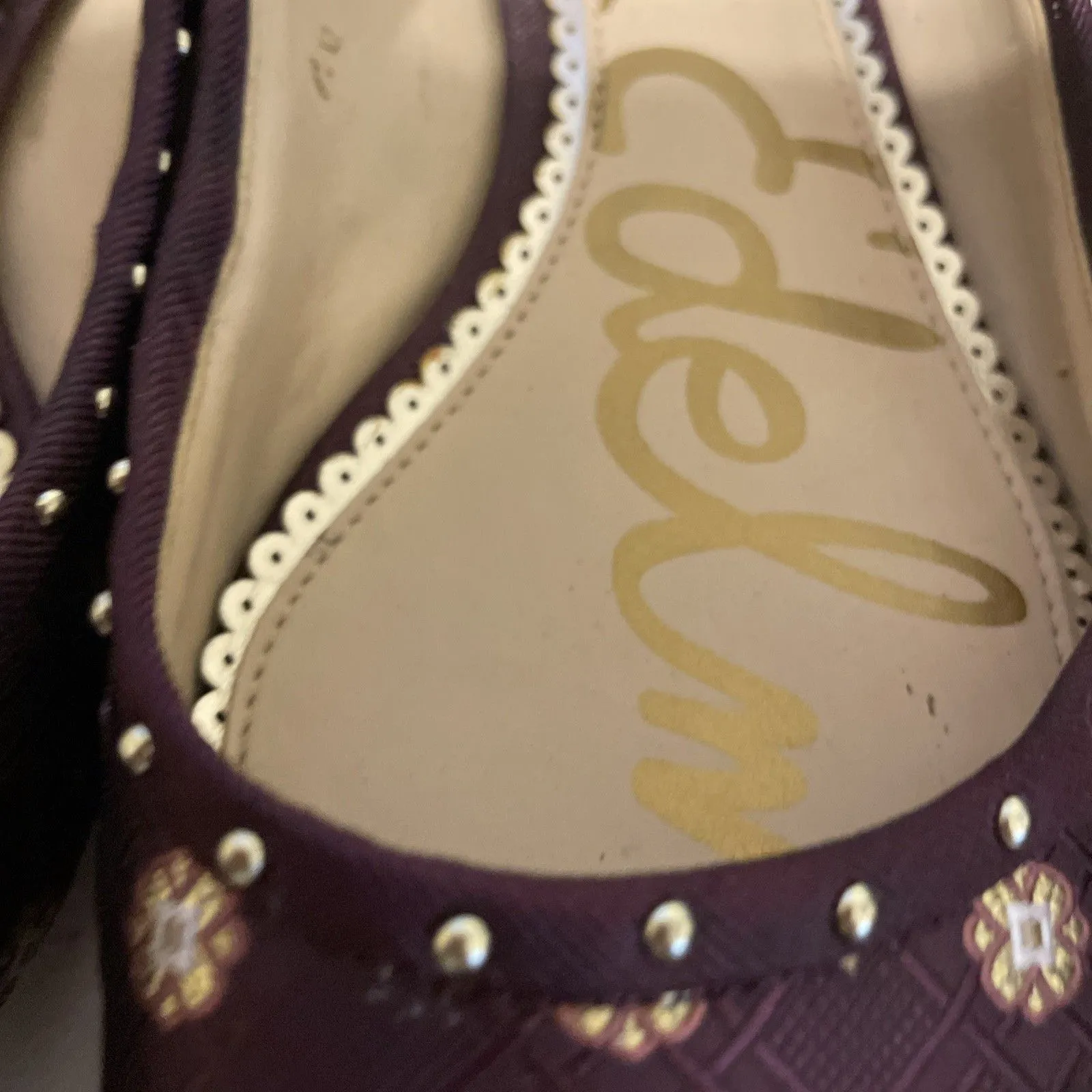 Sam Edelman Women's Rivera Flat Size 8 Gold & Burgundy Pointed Toe - Image 10