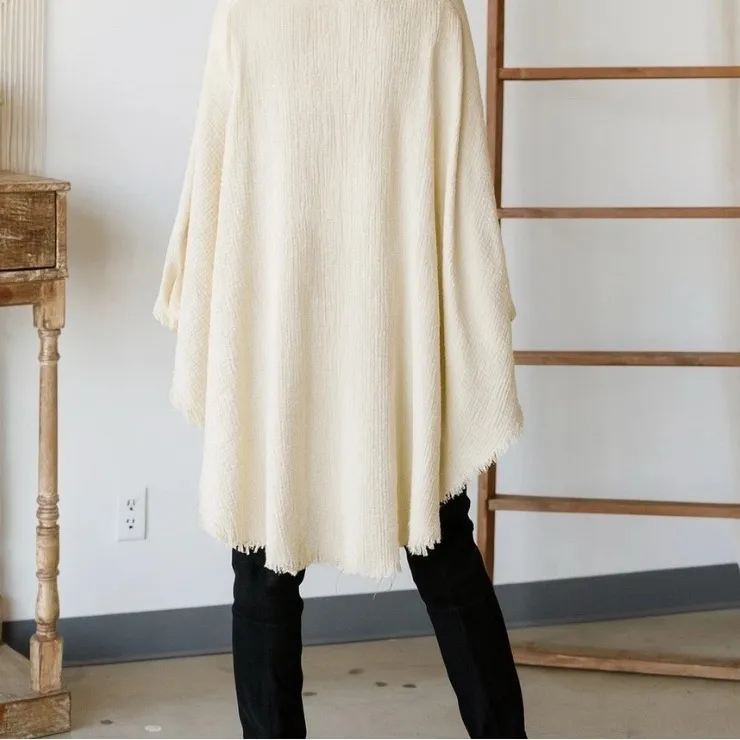 Oli & Hali Red Button Down Top Kimono Hippie Boho Western Shawl Cotton Oversized Size M - Image 8