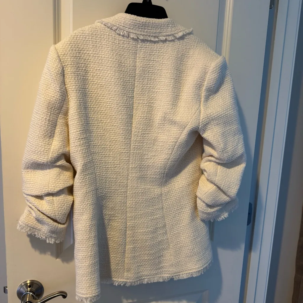 Cinq a Sept Gardenia Ivory Boucle Khloe Blazer & Allen Shorts Set White Size 6 - Image 9