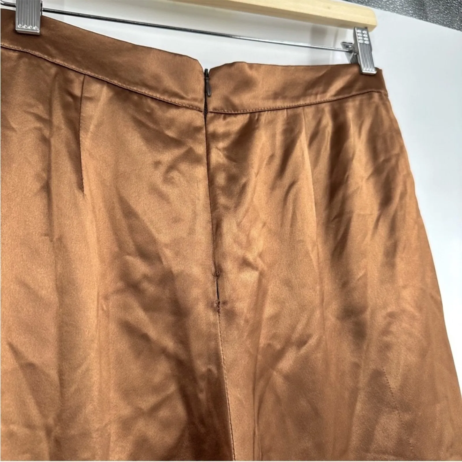 Nonchalant Revolve Satin Wide Leg Chocolate Brown Pants NEW Women SMALL - Image 4