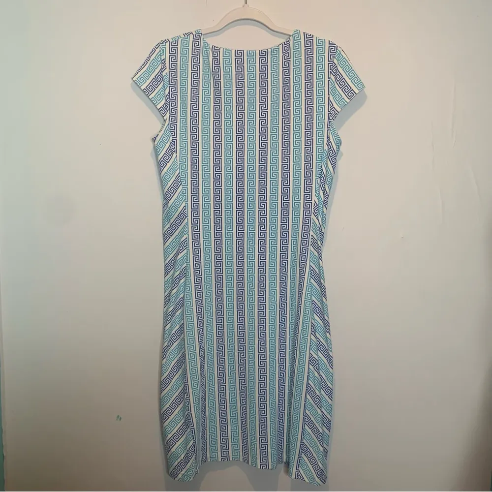 J. McLaughlin Helena Short Sleeve Catalina Cloth Dress Greek Key Print - Image 3