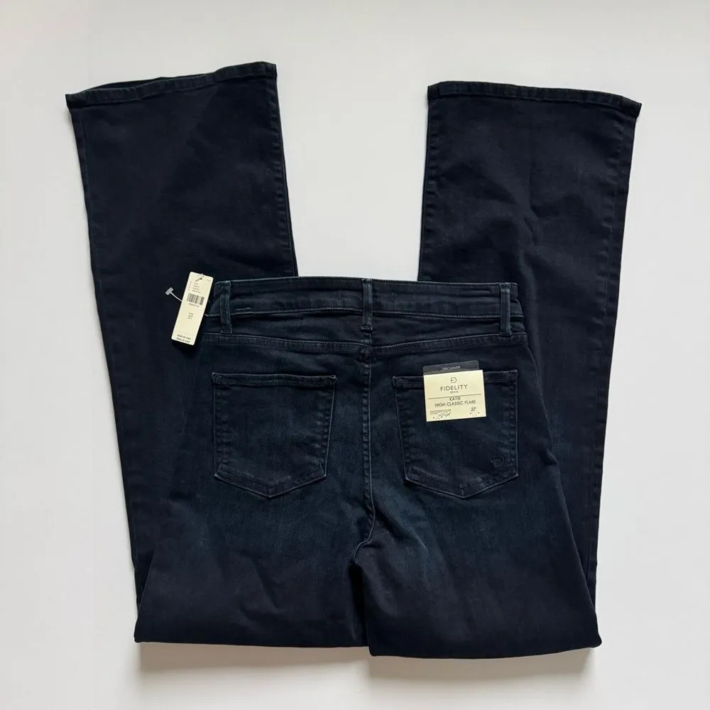 Fidelity Katie High Rise Classic Flare Empress Blue Jeans Size 27 NWT - Image 6