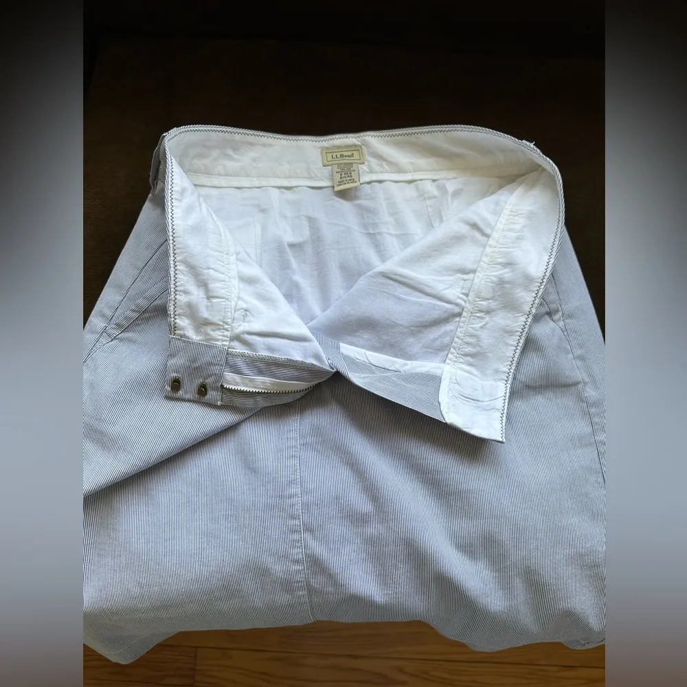 L.L Bean White And Blue Strip Summer  Midi Skirt SZ 6 Front And Back Poc… - Image 8