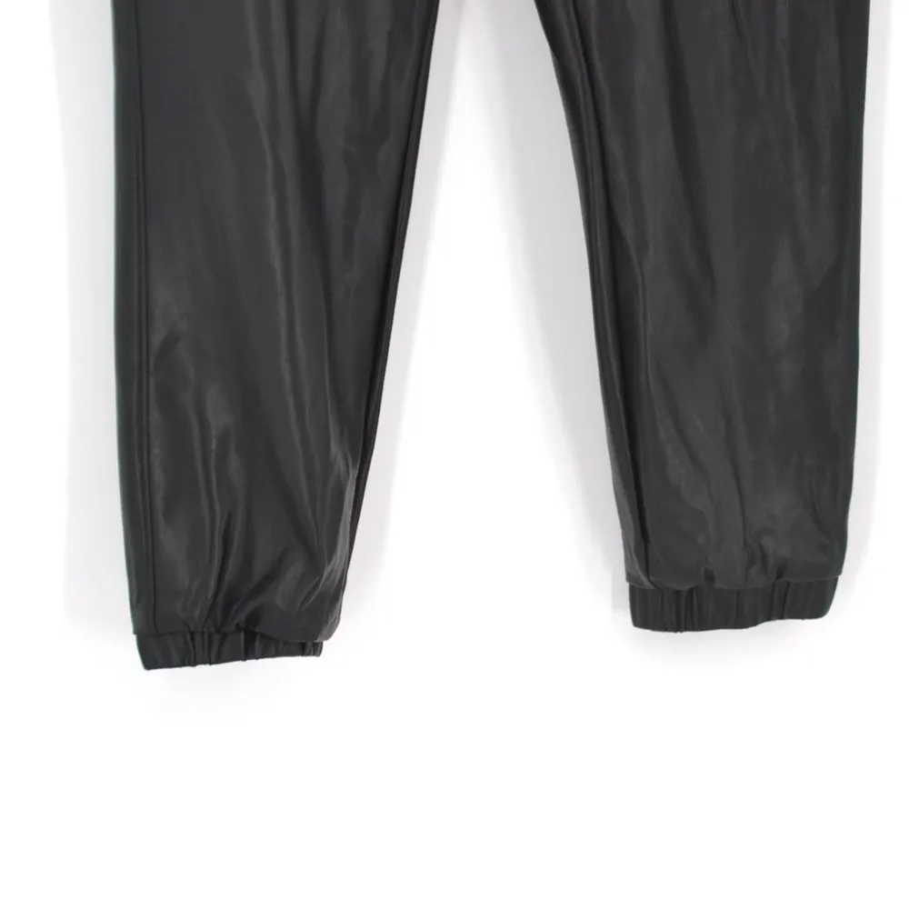 The Reset R Label Faux Leather Vegan Crop Jogger Pants Pull On Black Women's S - Image 6