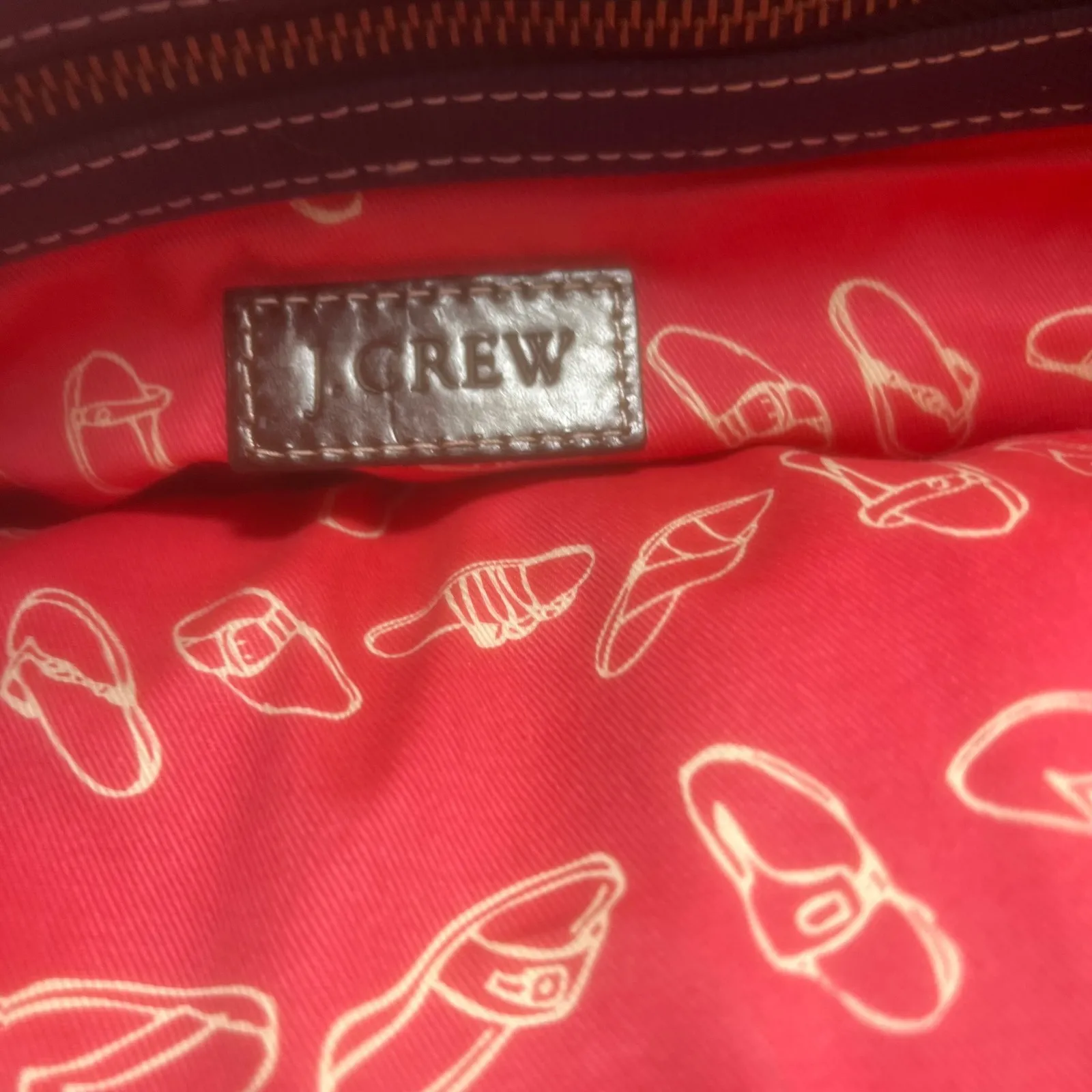 J.Crew Canvas Tote Bag Pink Navy Blue Handles Lined Interior Medium Size Cotton - Image 10