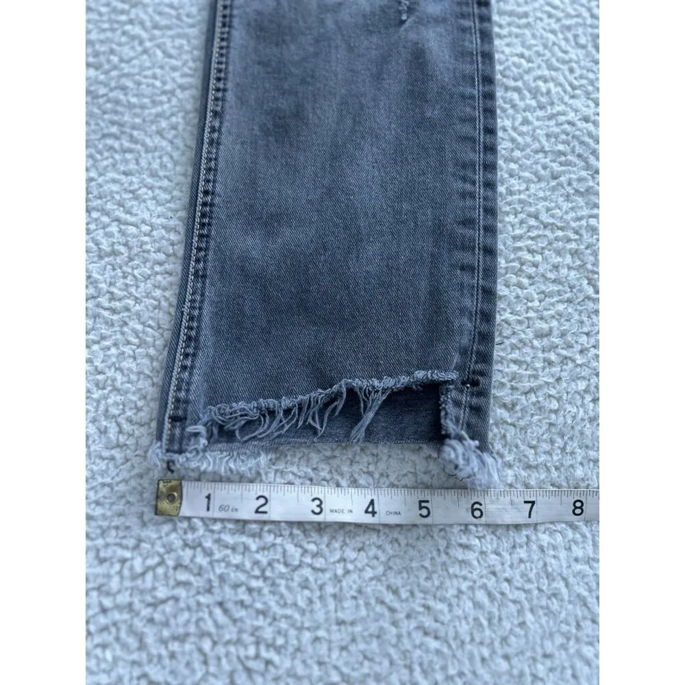 Current / Elliott Women Low Rise Vintage Cropped Distressed Jeans Charcoal Sz 24 - Image 9