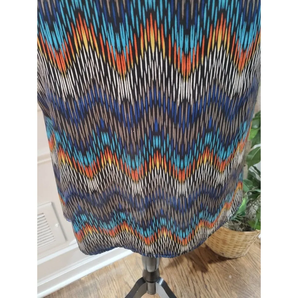 MSK Women Multicolor Polyester Round Neck Short Sleeve Knee Length Dress Size 8 - Image 4