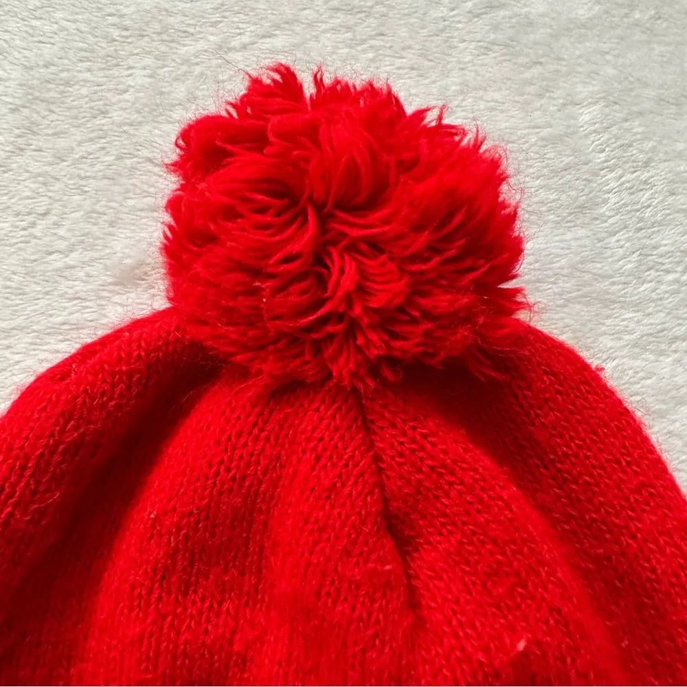 Coca Cola “Enjoy Coca Cola” Vintage Embroidered Pom Pom Winter Beanie Red/White - Image 3