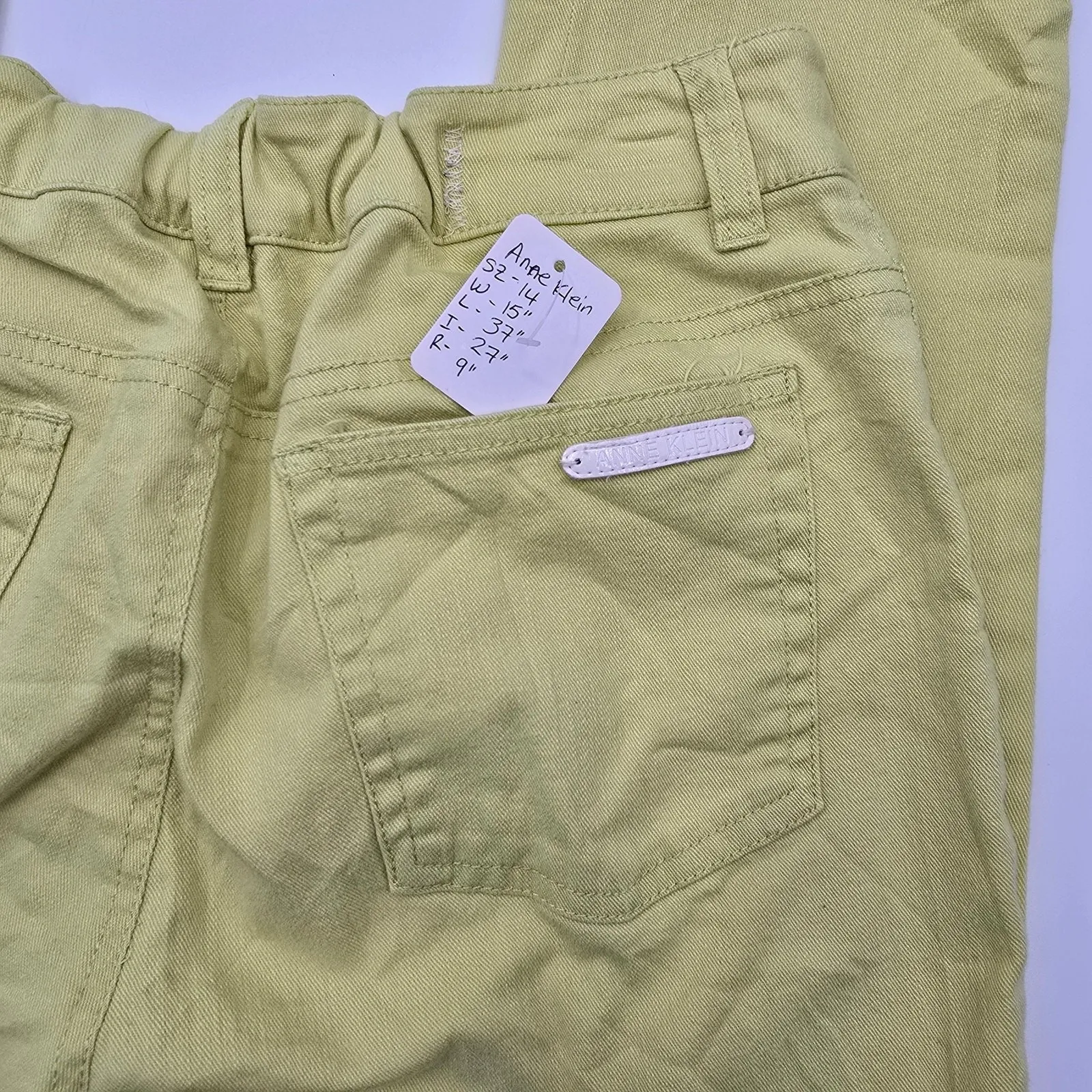 Anne Klein Yellow Straight Skinny Green Denim Jeans Pants Bottoms Plus Size‎ 14 - Image 5