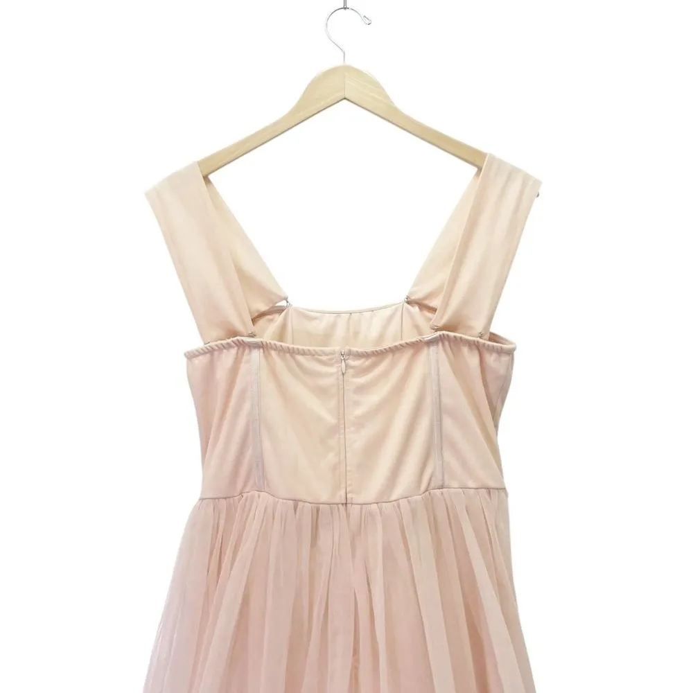 Lace & Beads Powder Pink Corset Tulle Midi Maxi Dress Size 8 Coquette Romantic - Image 10