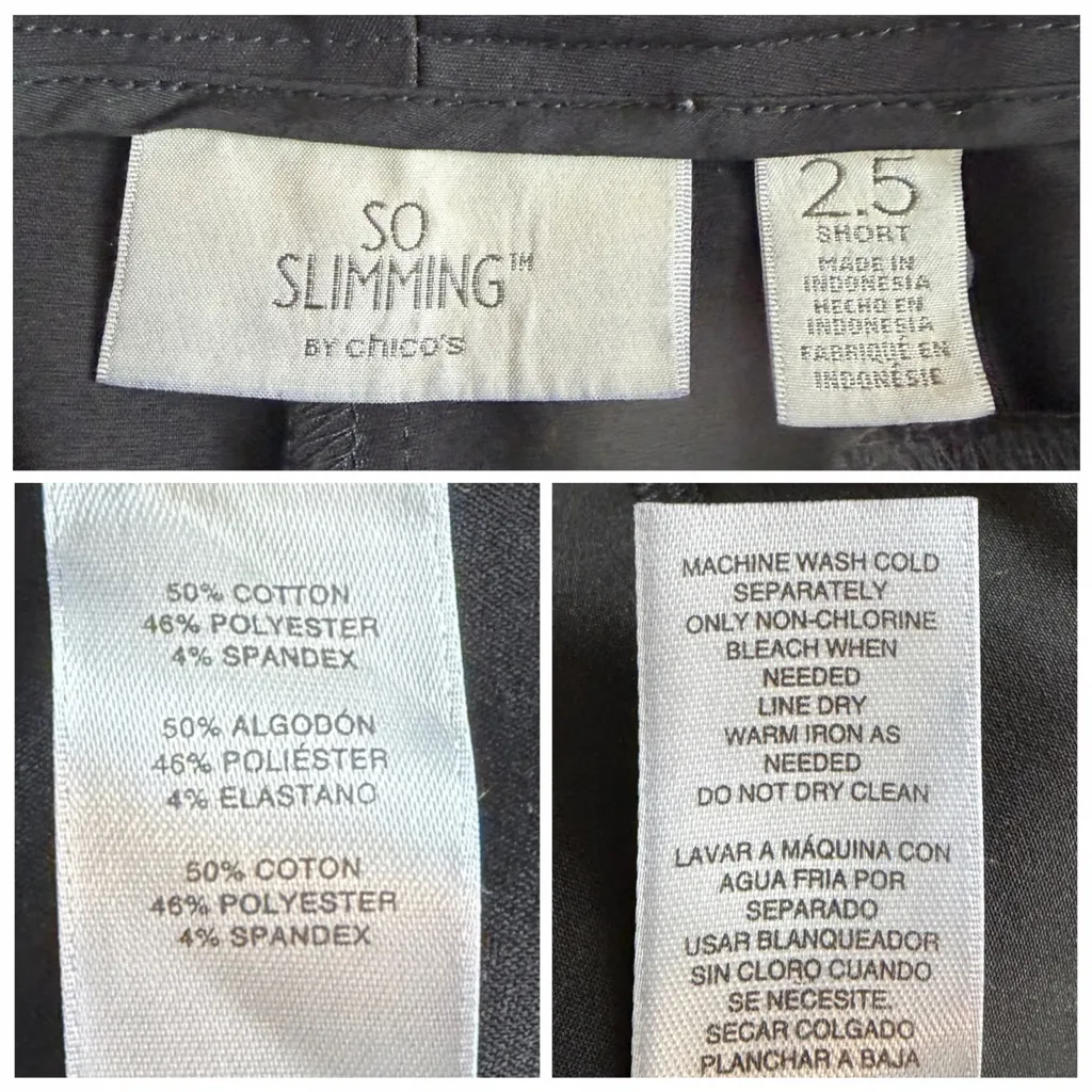 Chico’s Size 2.5 Short So Slimming Stretch Slim Straight Black Pants Women’s 14 - Image 9