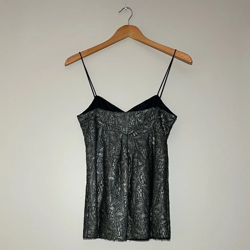 Diane Von Furstenberg Metallic Pewter Top - Image 6