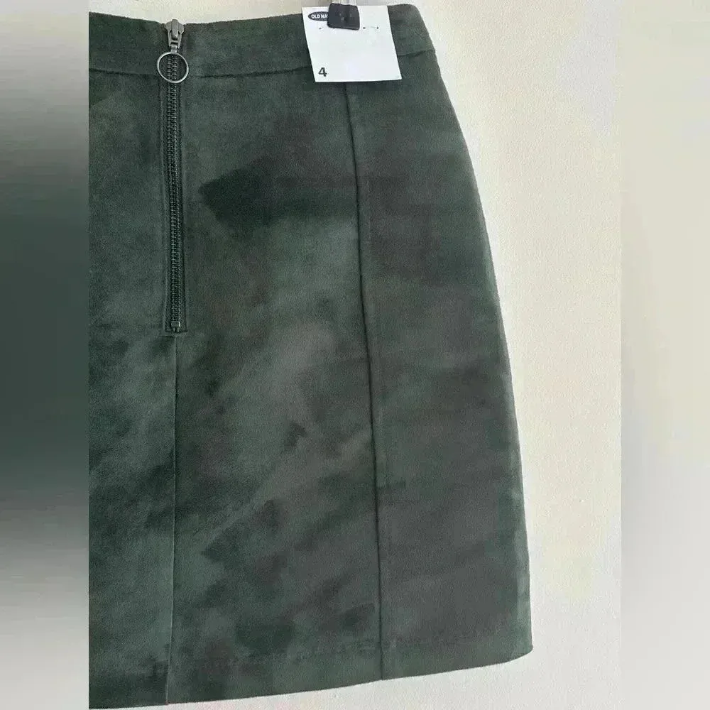 Old Navy Faux Suede Forest Green Zippered A-Line Mini Skirt, Size 4, NWT - Image 13