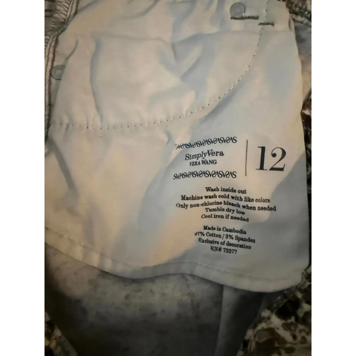 Simply Vera Vera Wang Women's Casual Pants Jeans Size 12 Cropped Brown White - Image 8