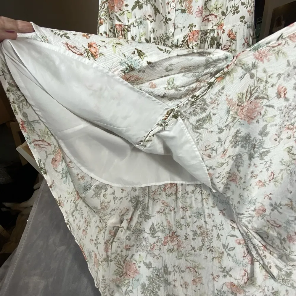 Frye Floral Maxi Dress L Sleeveless Button Romantic Cottagecore Country Peasant - Image 9