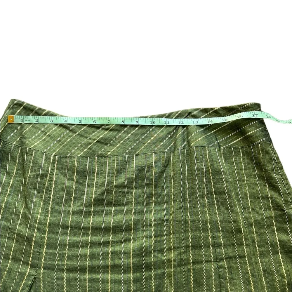 Lafayette 148 Women's Green Striped linen blend Blazer skirt set Size 14 - Image 8