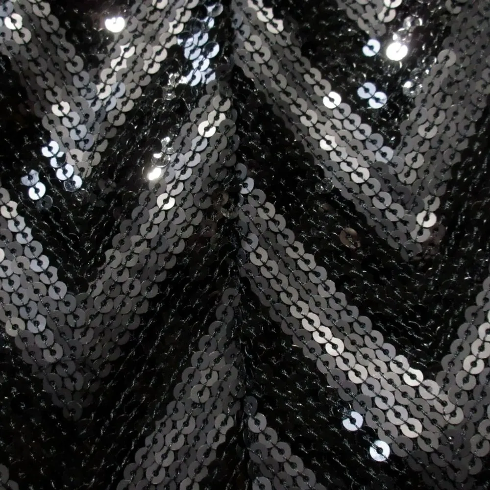 NWT Reformation Ireland Mini Black Chevron Two-tone Sequin Wrap Dress S - Image 6