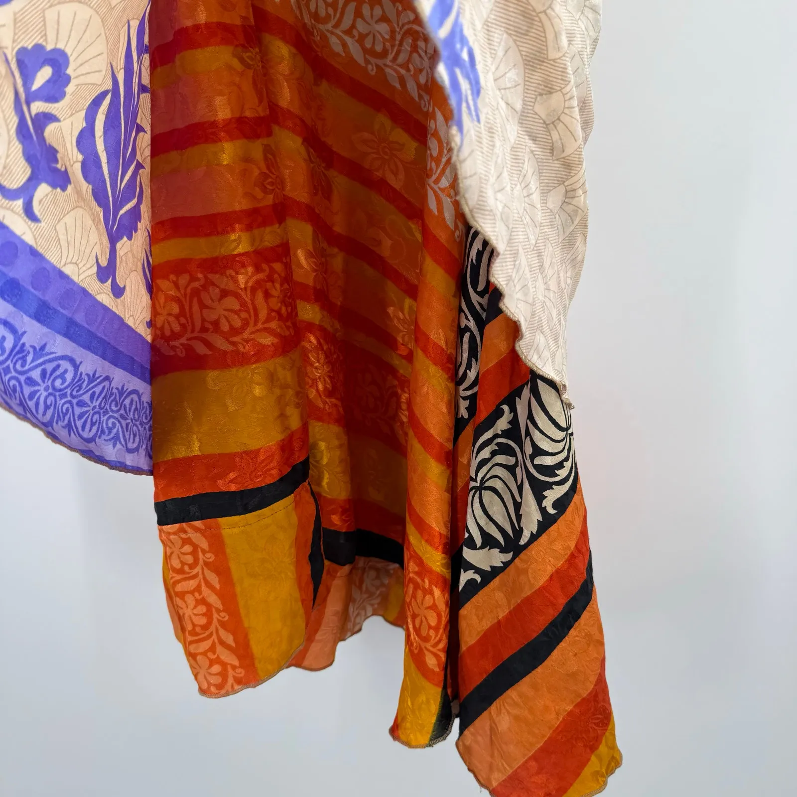 ZURY Wrap Skirt Free Size Boho Festival Hippie Bohemian Rave Made in India Rayon Blue - Image 14