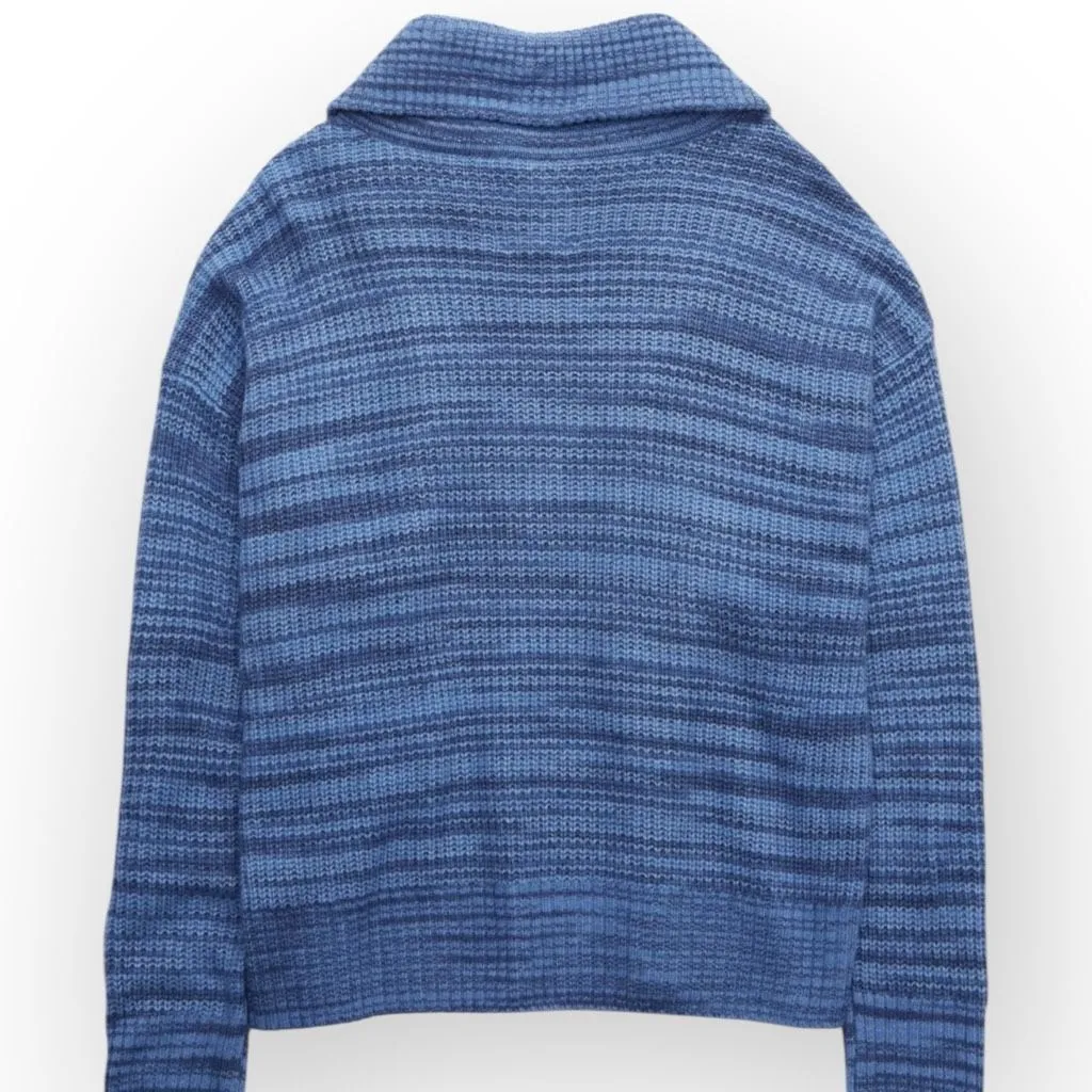 New American Eagle Women's Size Medium Blue Pullover 1/4 Zip Jacket Linen Wool - Image 10