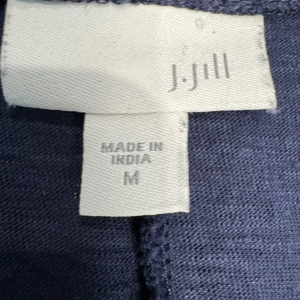 J. Jill Navy Floral Embroidered Sleeveless V-Neck Long Dress  D37 - Image 2