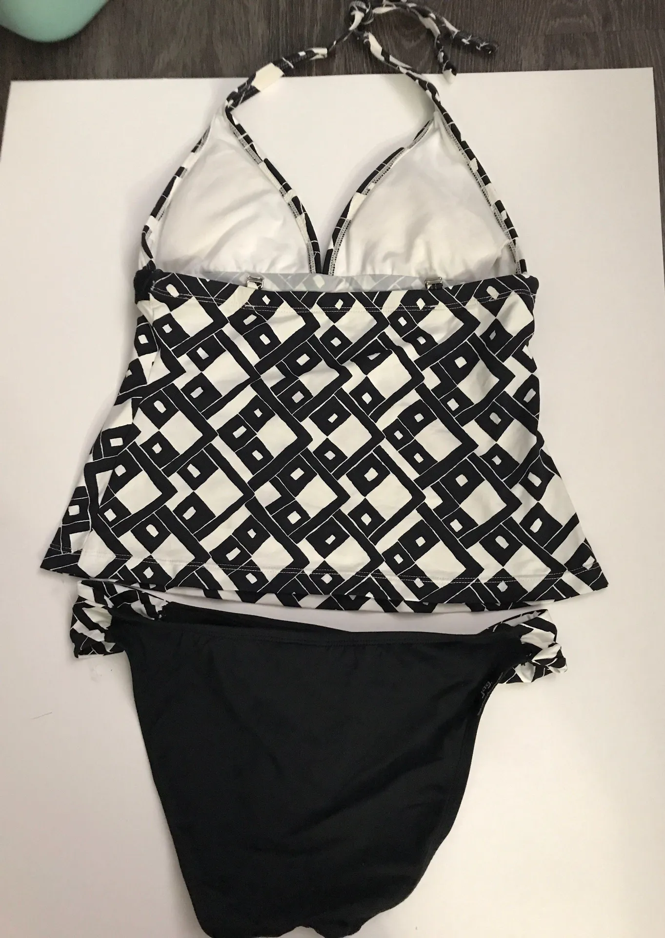 JAG Two Piece Geometric Halter Black White Bikini - Image 2