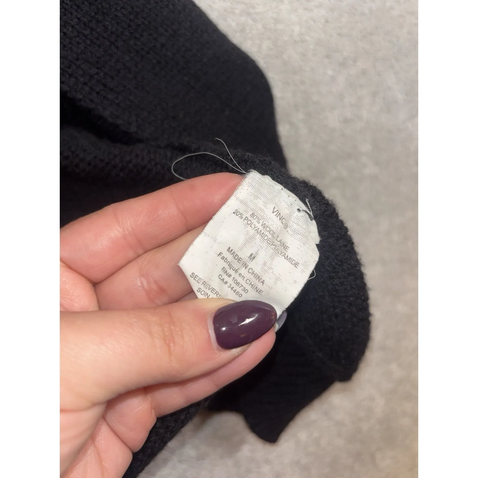 vince women's Medium black wool blend button-up Long cardigan Puff Sleeve - Image 8