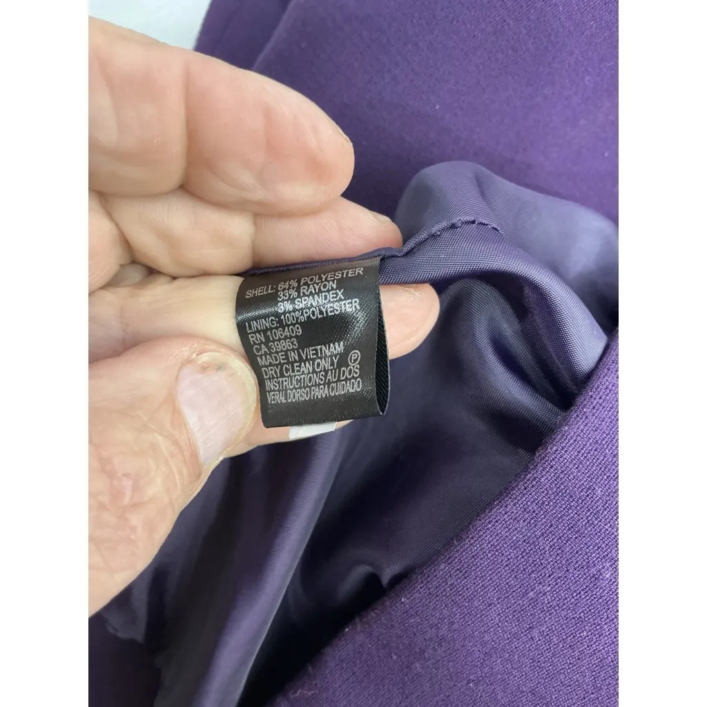 Womans Tahari Blazer Jacket 20 W Purple 3/4 Sleeve Lined Metal Toggle Button - Image 5