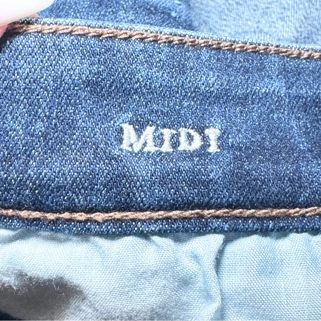 American Eagle Outfitters Next Level Stretch X Midi Dark Wash Midi Shorts - 6 - Image 5