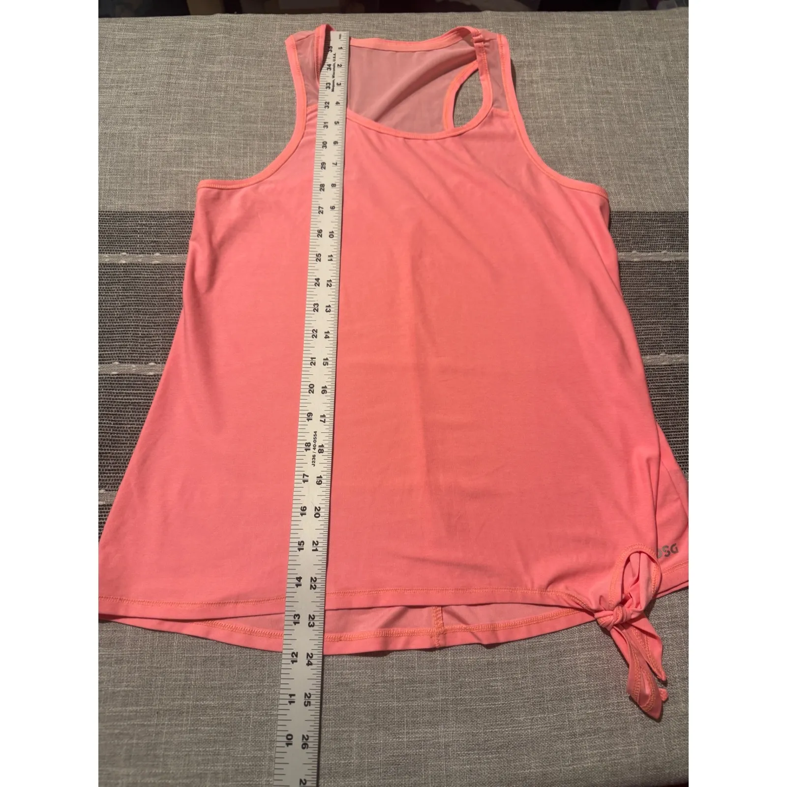 DSG Coral Pink Racerback Tank Top with Tie Front Women's Size S Athletic Fit - Image 3