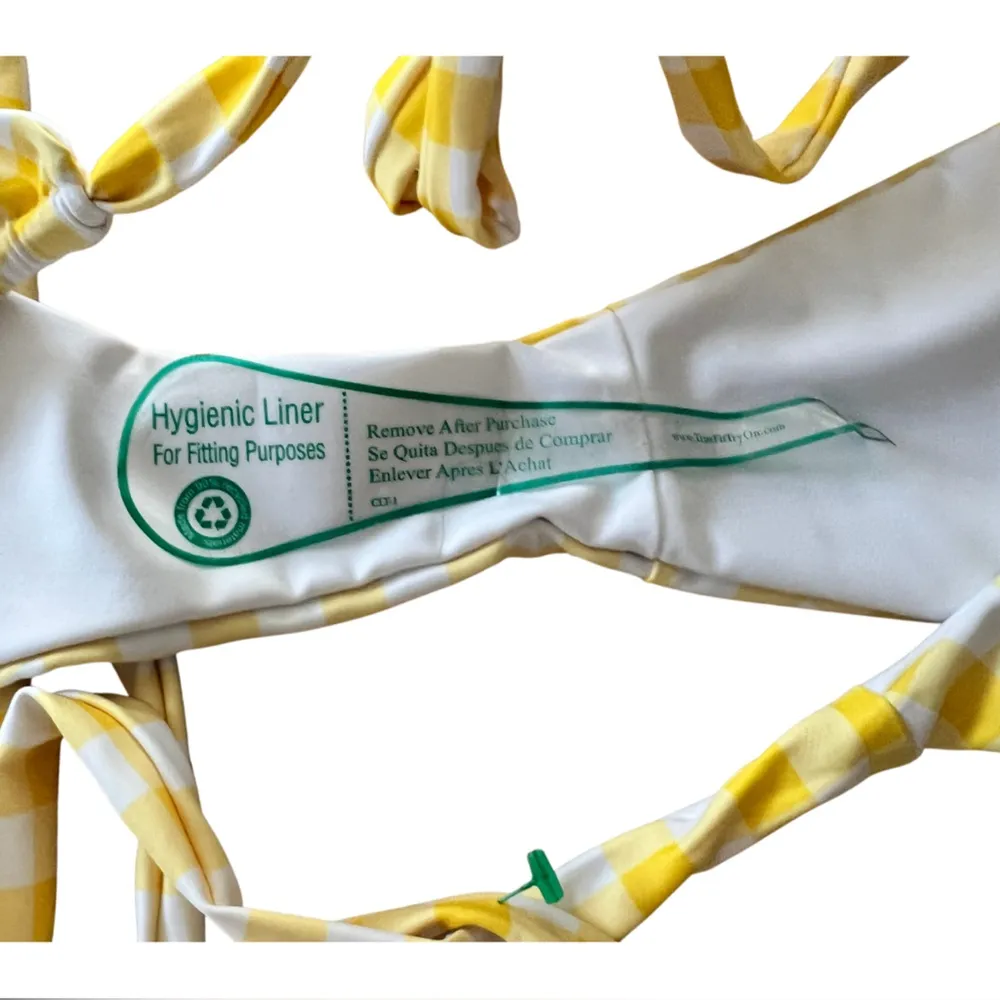 La Porte Bikini Bottom Checkered Print Yellow/White Size Medium NWOT Yellow - Image 6