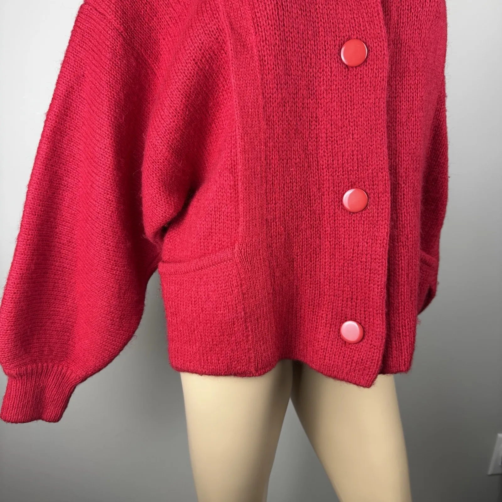 I.B. DIFFUSION Cardigan Sweater Coat Sz S Women's Red Wool Mohair Cozy Soft Vtg - Image 4