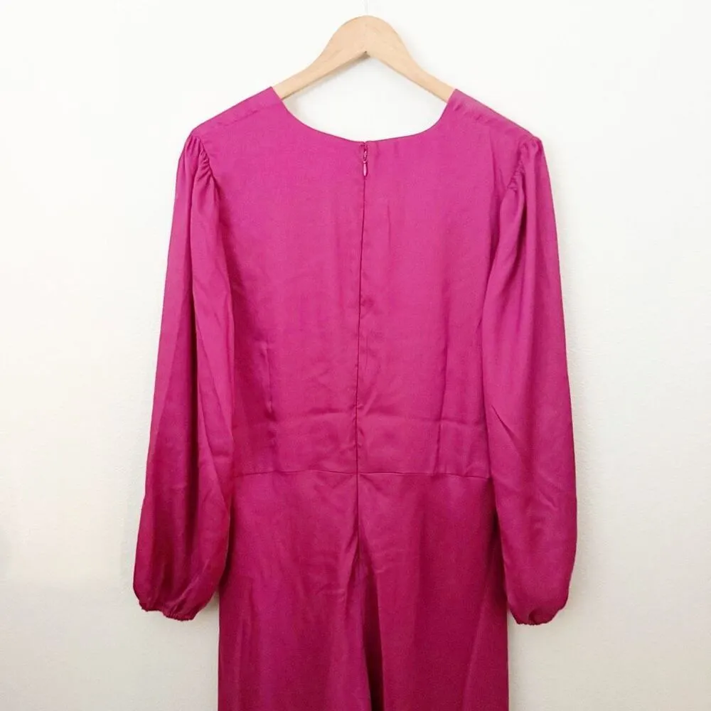 BANANA REPUBLIC | NWT Silky Column Midi Dress Raspberry Dark Pink | Size 16 - Image 6