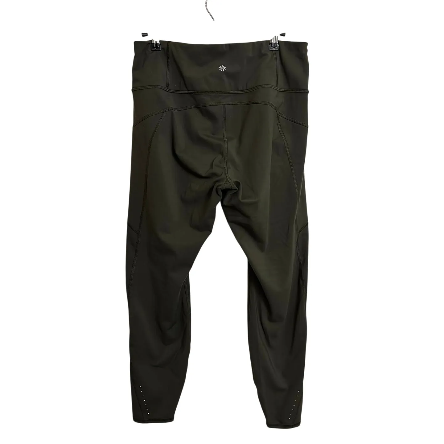 Athleta Leggings Womens Large Olive Green Rainier Tight Fleece Lined Zip Pockets - Image 2