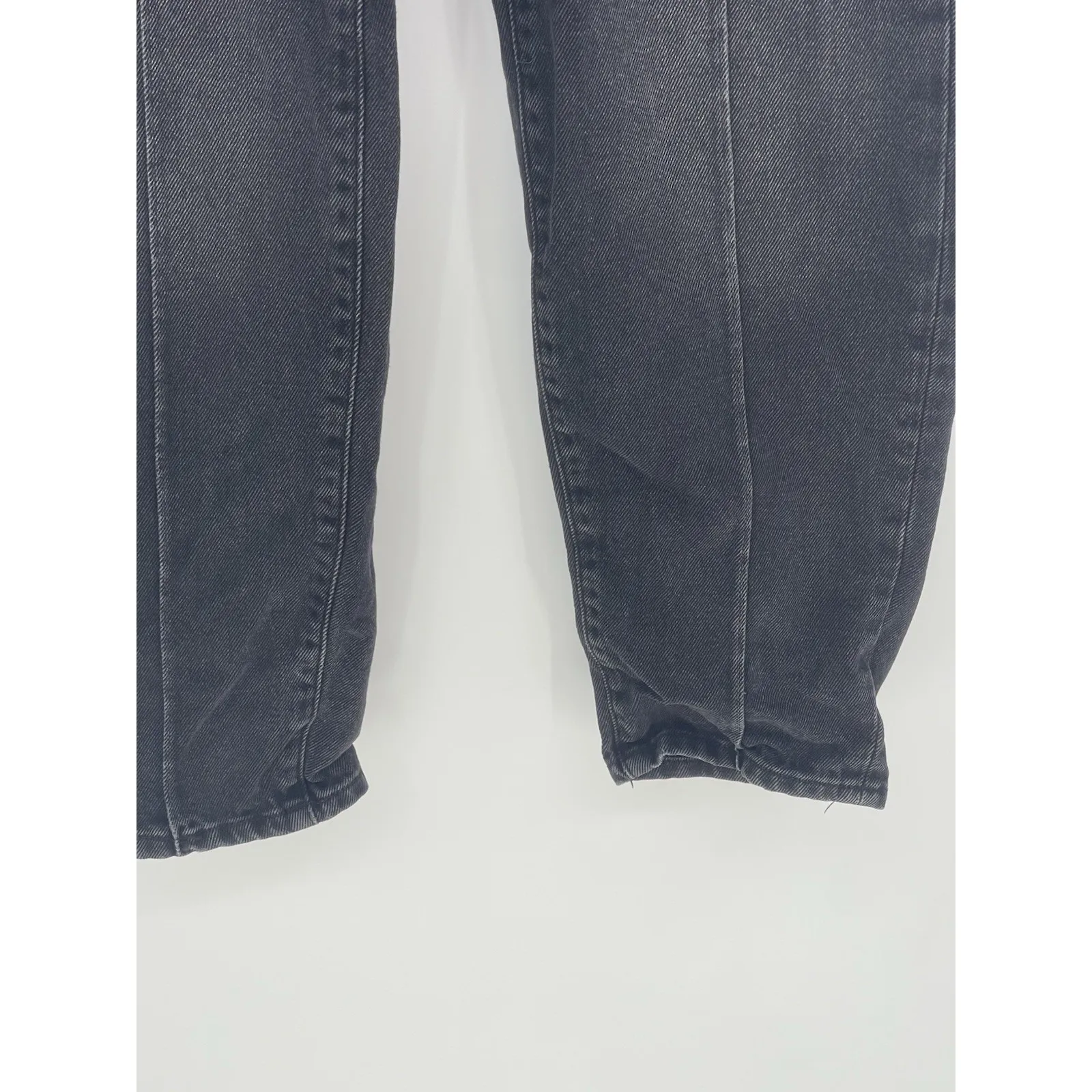 Zara  Mom‎ Jeans Size 0 Black Faded High Rise Tapered Barrel Leg Pleated Q0004 - Image 6