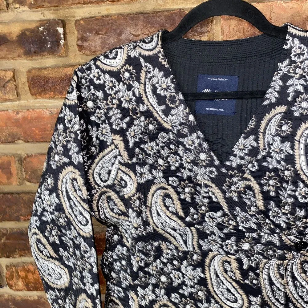 Madewell Black Paisley Floral Wrap Lightweight Jacket Women's Size Small - Image 2
