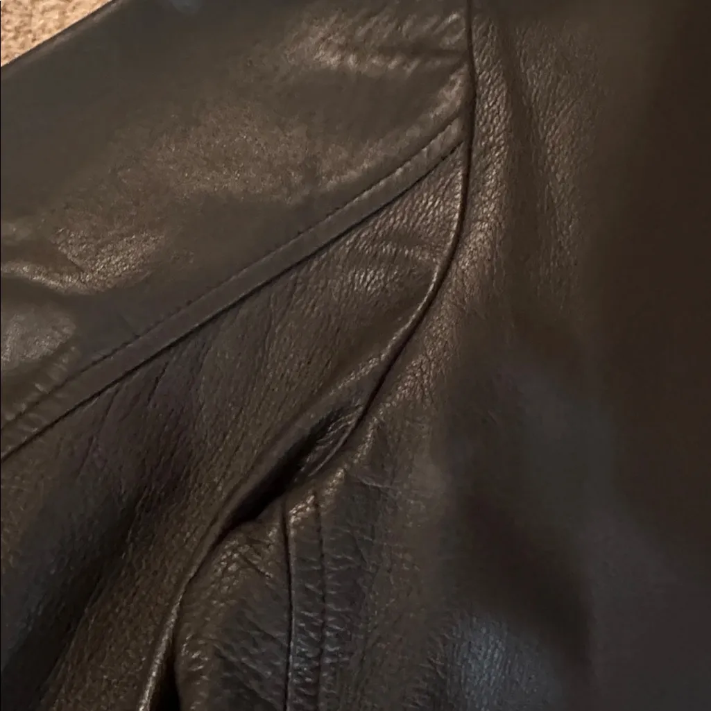 Coach Black Leather Cropped Jacket with Minimalist Design large NWOT $850 supple - Image 8