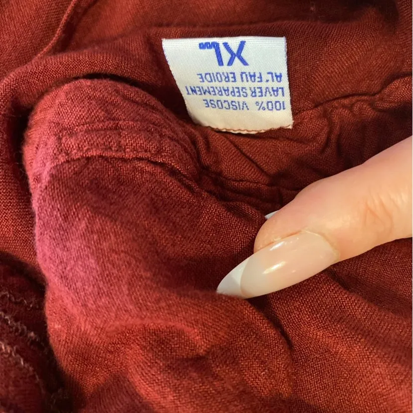 VTG cotton house 90s whimsigoth burgundy embroidered top boho western goth Fall Red Size XL - Image 6