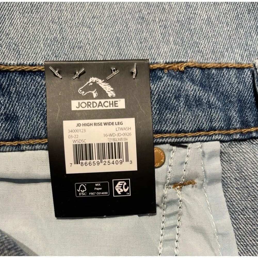 Jordache High Rise Wide Leg Distressed Jean Size 8 New With Tags - Image 7