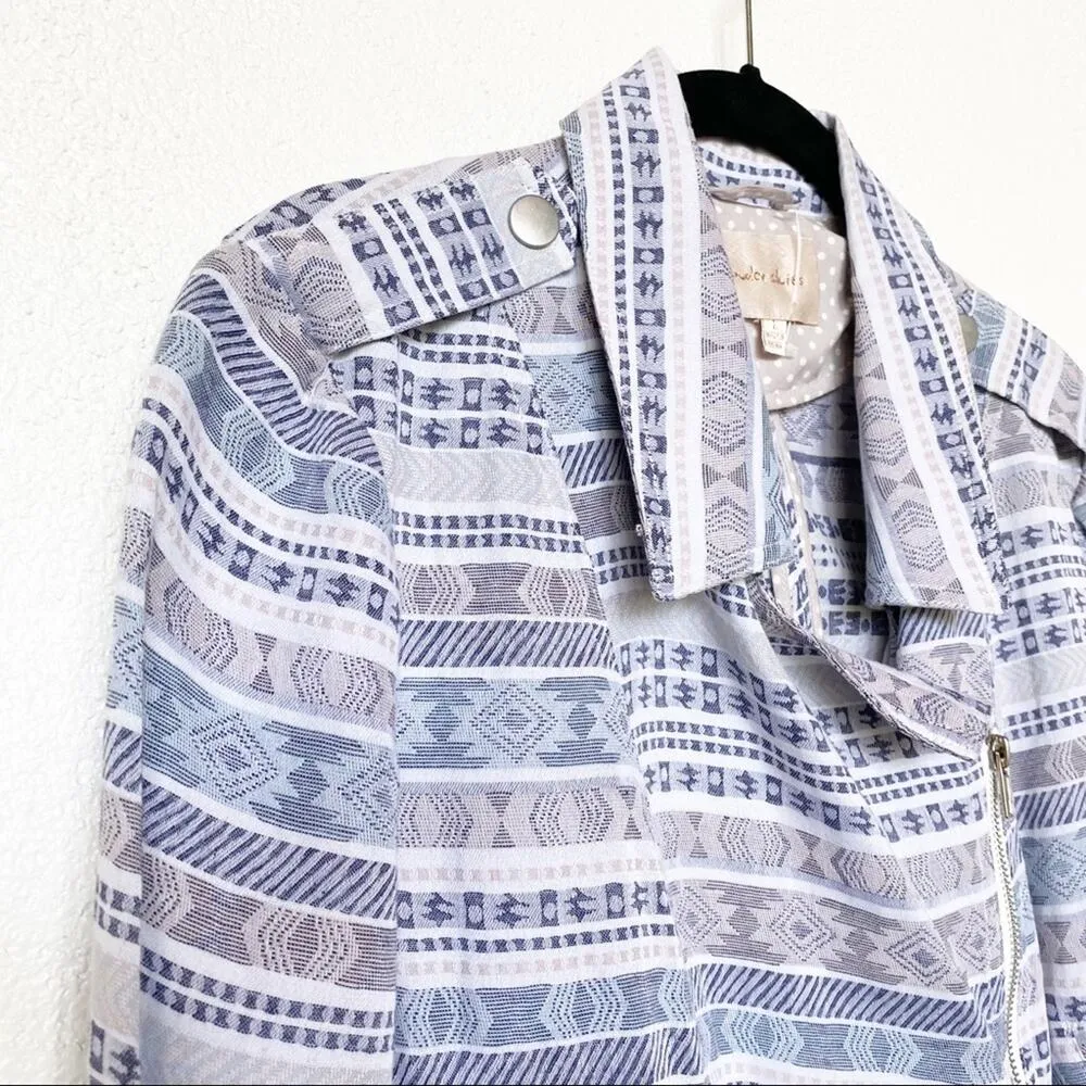 Under Skies Aztec Print Cotton Moto Jacket Size Large - Image 3