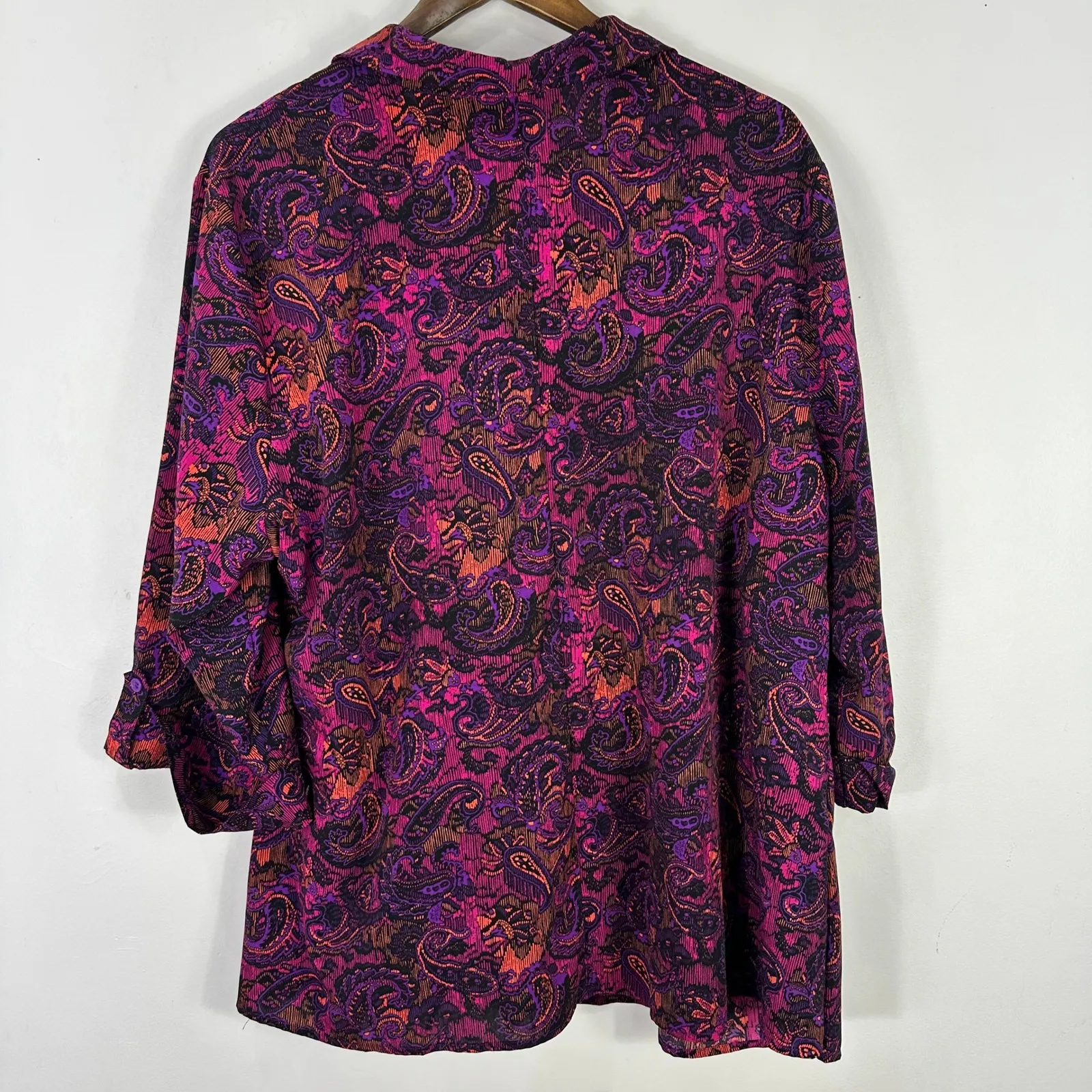 Catherines Purple Paisley Button Up Shirt Womens Plus 2X Boho Whimsigoth Indie - Image 6