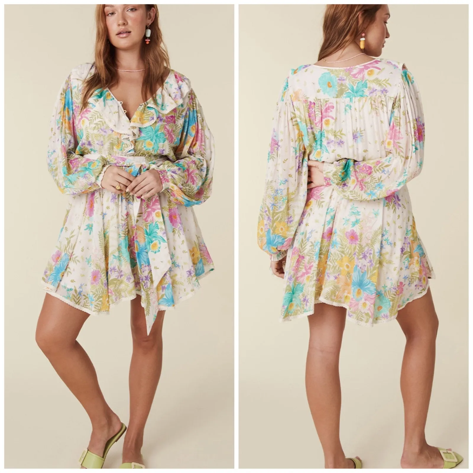 Spell Cream Floral Mini Dress - Image 2