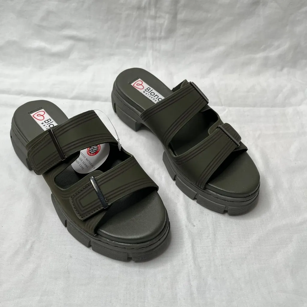 Blondo Womens Hugh Water Resistant Two Strap Chunky Slide Sandals 6.5 M - Image 2