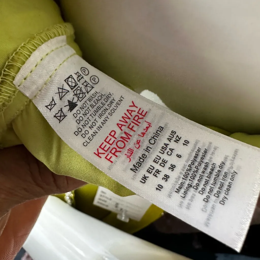 Nasty Gal diamanté Embellished size 6 top & size 8 wide leg pantsChartreuse - Image 6