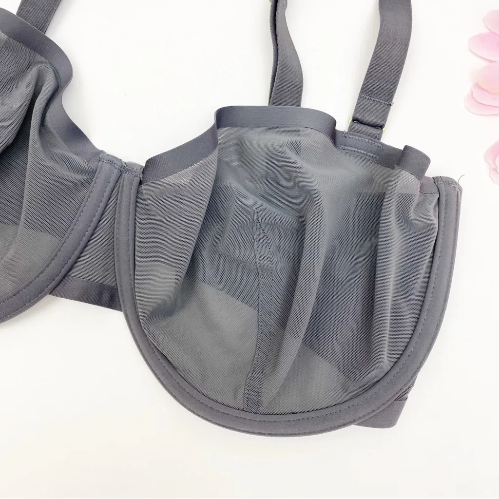 Cuup The Balconette Mesh Underwire Bra: Grey Slate 32G (4D) Gray Size undefined - Image 8